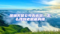 深圳滅鼠公司告訴您，怎么找到老鼠藏身地